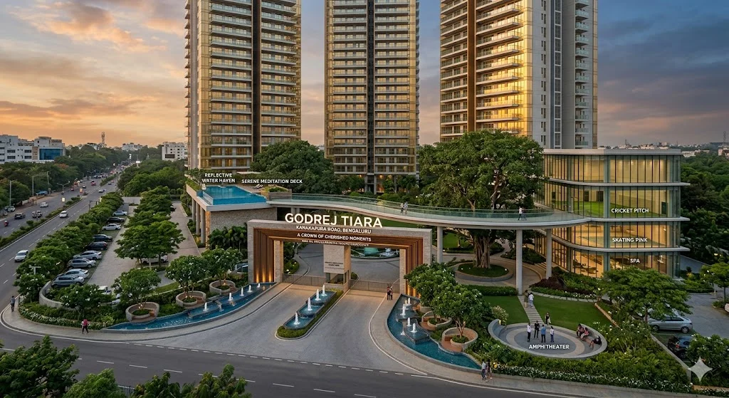 Architectural view of premium luxury apartments at Godrej Tiara by Godrej Properties